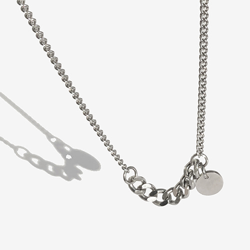 [러쉬오프] Surgical Steel  Two Flow Chain Necklace - Circle Pendant / 투플로우 체인 목걸이 - 써클펜던트
