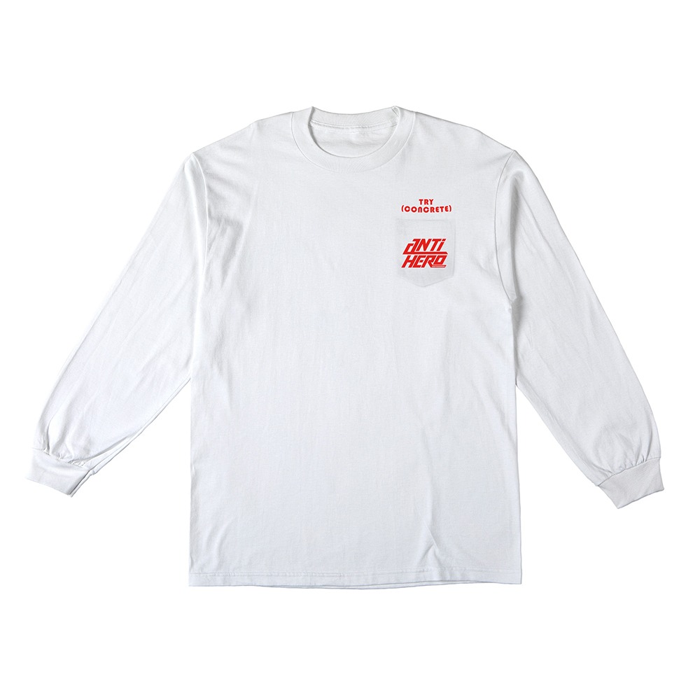 [안티히어로] TRY CONCRETE L/S Pocket T-Shirt - WHITE (RED Print) 52020123