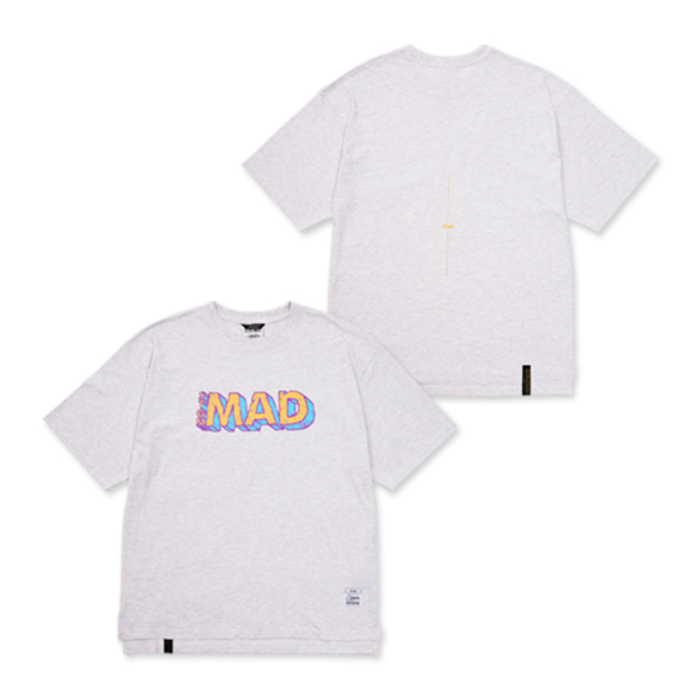 [스티그마] Mad Oversized Short Sleeves T-Shirts -  White Melange