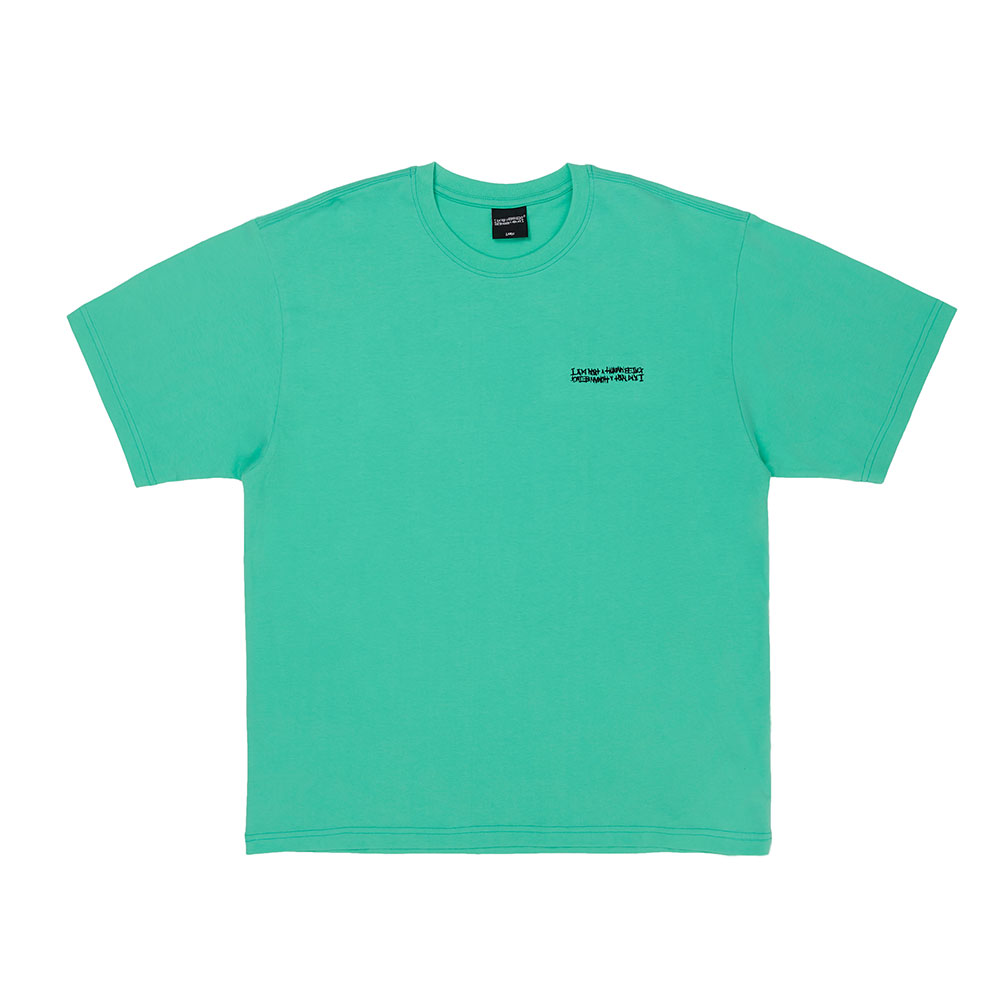 [아임낫어휴먼비잉] Embroidery Front Short Sleeve T-Shirt - MINT