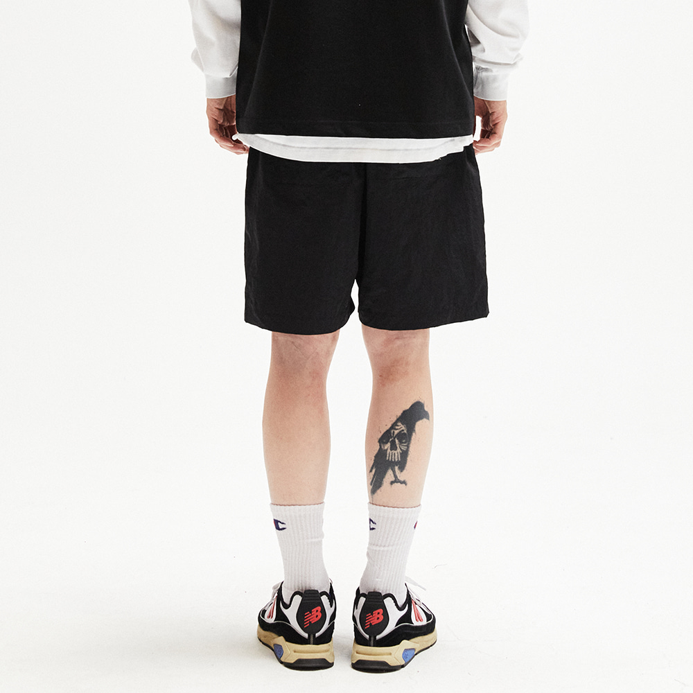 [필이너프] Nylon Logo Shorts / Black