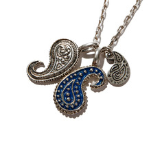 [크루치] Paisley pendant x 3 necklace (silver,blue)