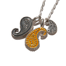 [크루치] Paisley pendant x 3 necklace (silver,yellow)