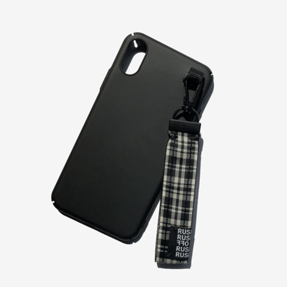 [러쉬오프] Unisex Casual Check Belt Keyring I-Phone Black Case / 캐주얼 체크 벨트키링 아이폰 케이스-체크블랙