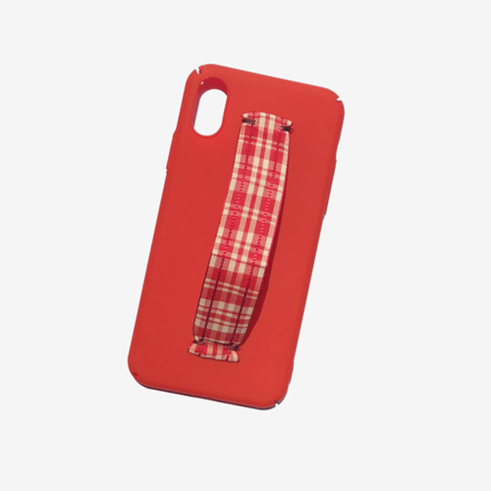 [러쉬오프] Casual Red Check Holding Belt I-Phonecase  / 레드 체크 홀딩 벨트 아이폰 케이스 - 레드체크홀딩
