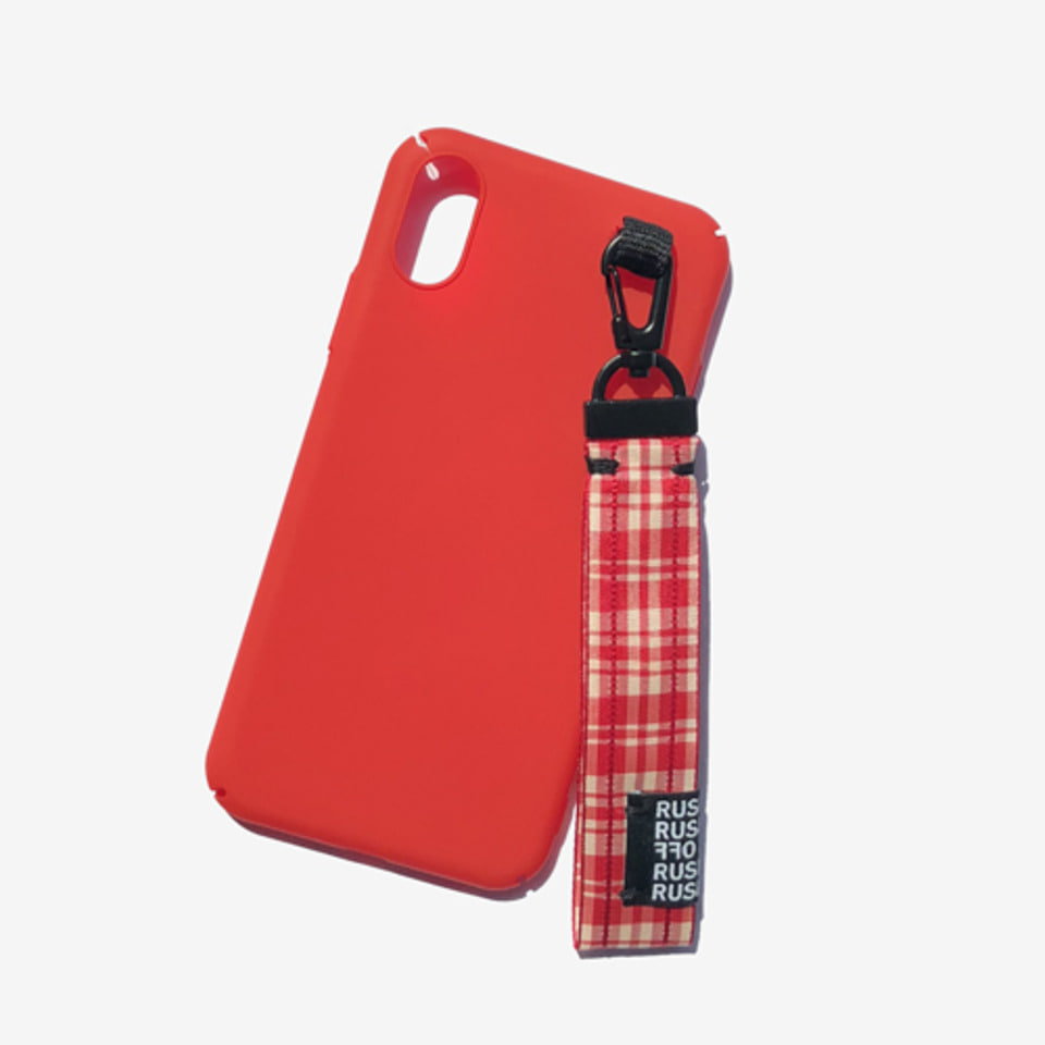 [러쉬오프] Unisex Casual Check Belt Keyring I-Phone Red Case / 캐주얼 체크 벨트키링 아이폰 케이스- 레드체크