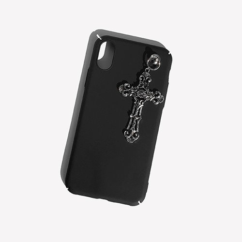 [러쉬오프] Vintage Cross Pendant IPhone Case - Black Matt / 블랙매트 빈티지 팬던트 아이폰케이스