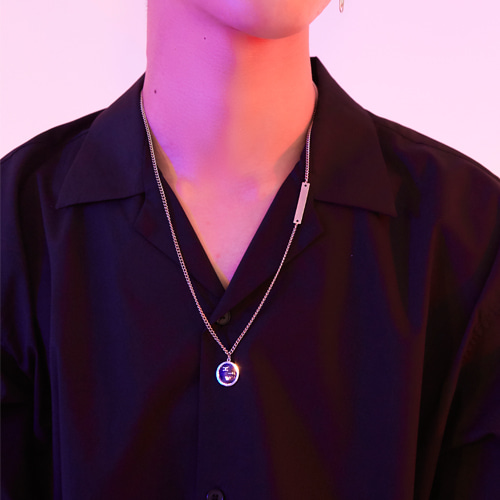 [하와] Black logo necklace