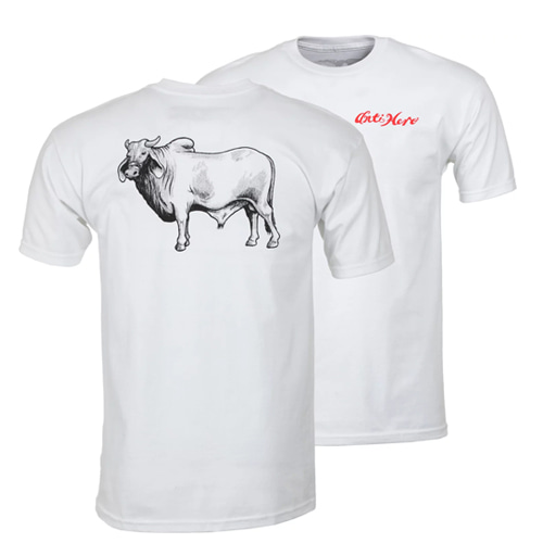 [안티히어로] COW BACKSIDE S/S T-Shirt WHITE w/ BLACK &amp; RED Print 51020369