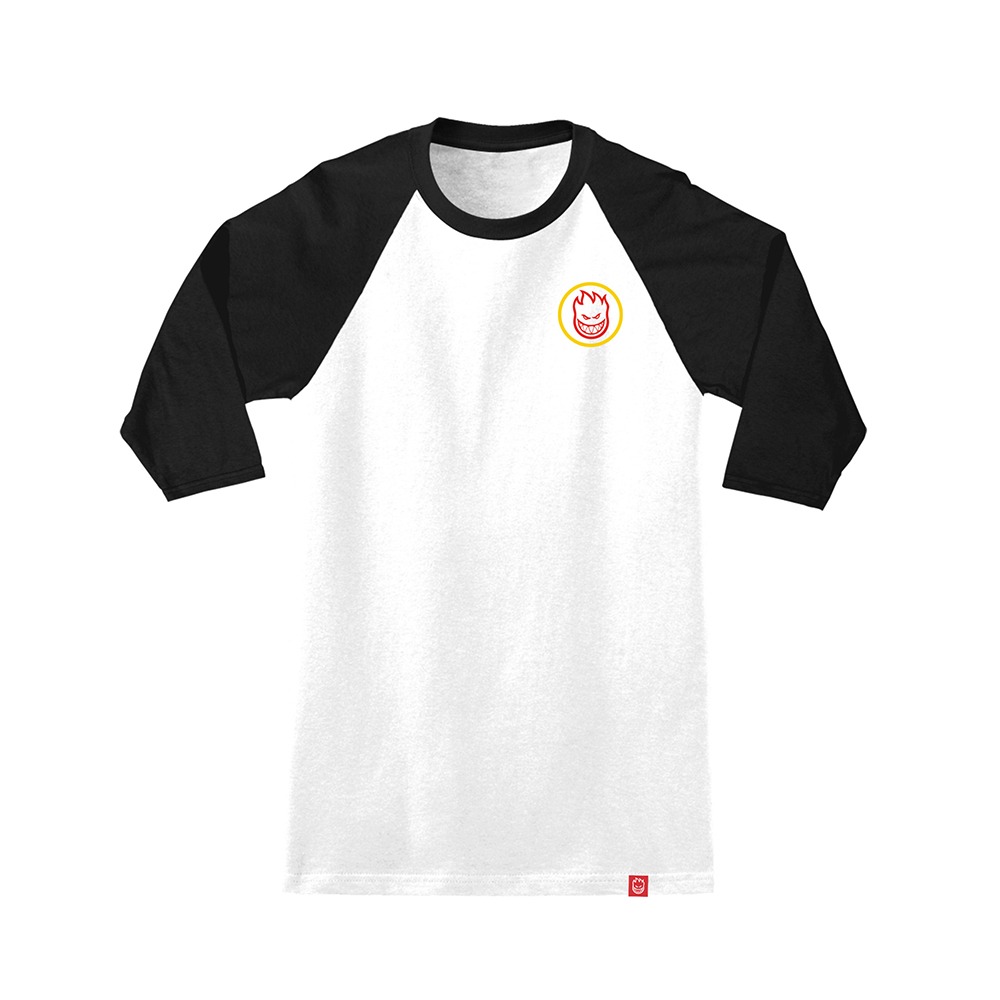 [스핏파이어] REPEATER 3/4 Sleeve Raglan T-Shirt - WHITE/BLACK (RED &amp; YELLOW Print) 51310107