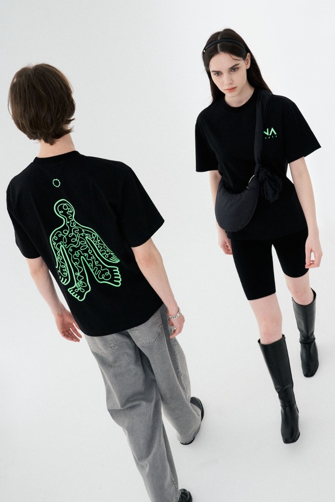Lime logo printing T-shirt (화이트/블랙)