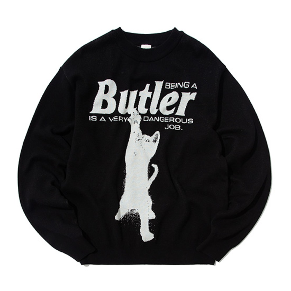 [크루치] CAT BUTLER Knit Sweater (BLACK)